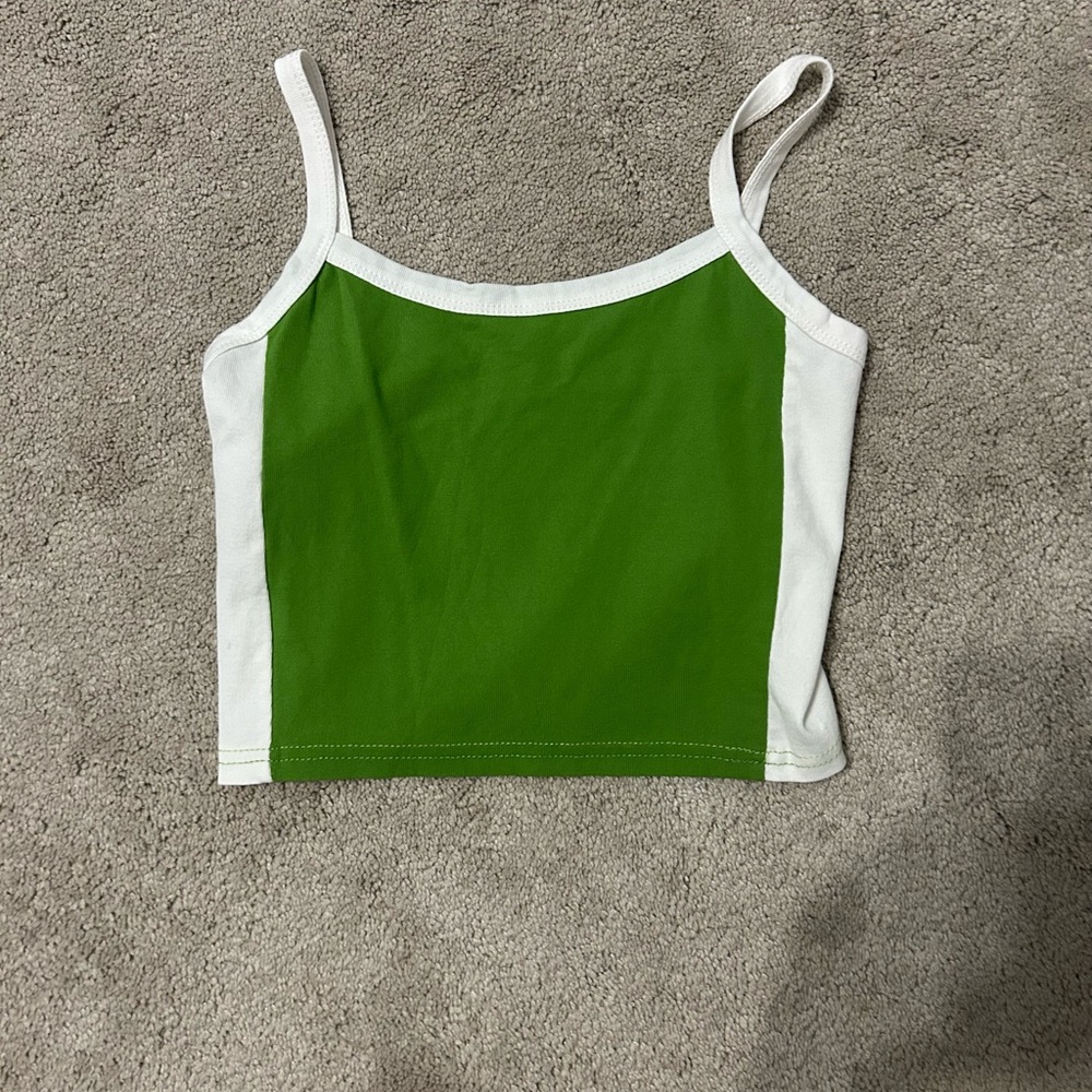 SHEIN Green and White Crop Top